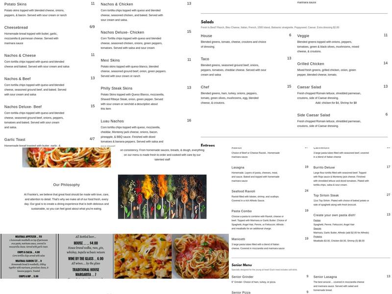 Frankie's Menu