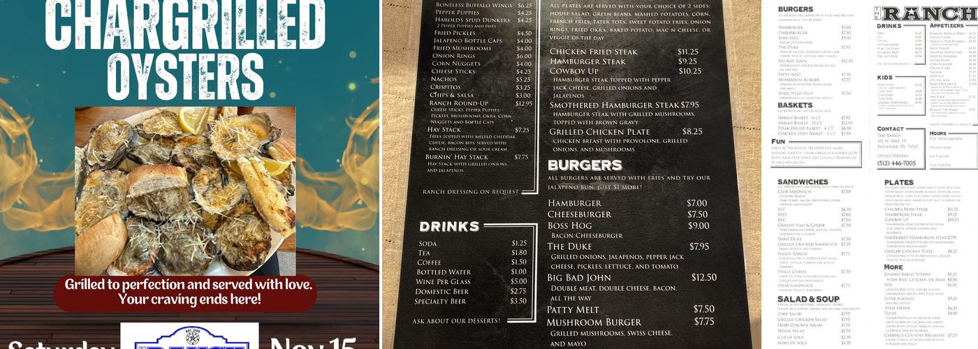 The Ranch Menu