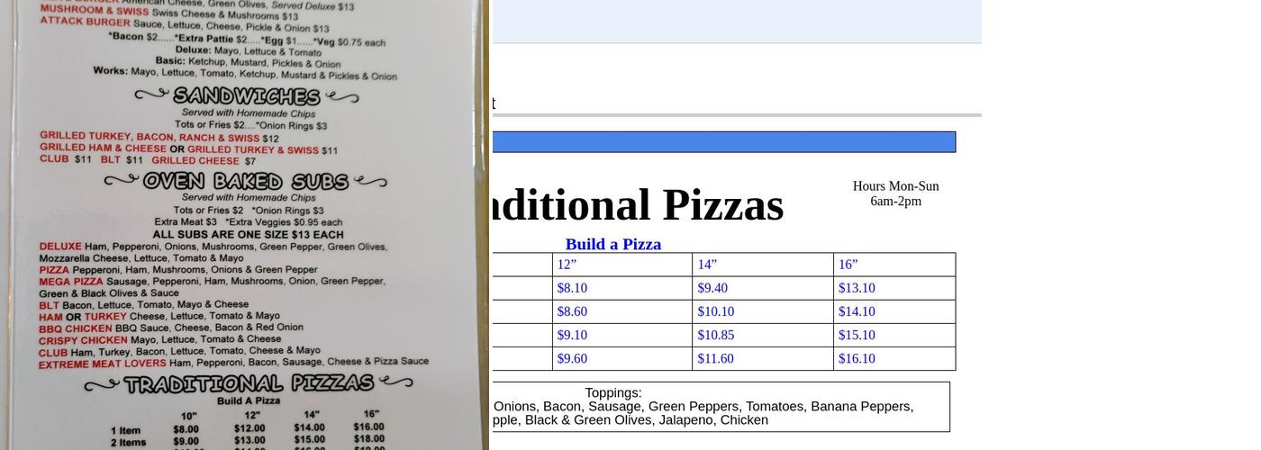 Red Rock Grille Menu