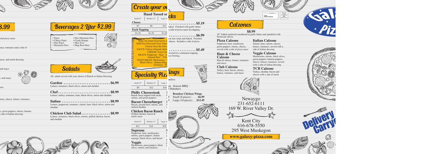 Galaxy Pizza Menu