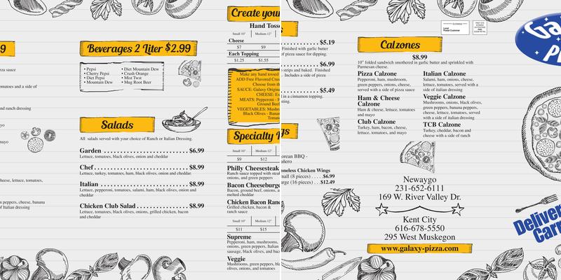 Galaxy Pizza Menu