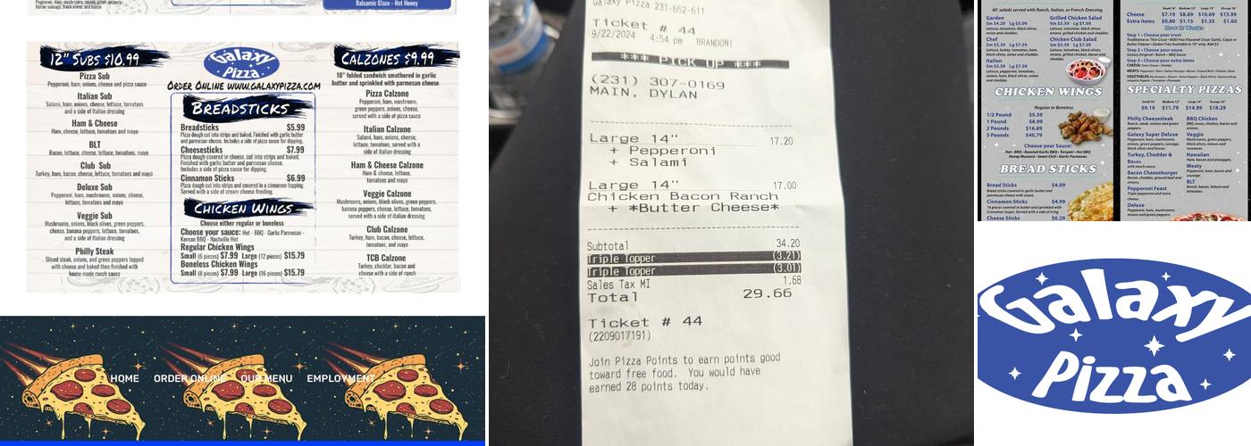 Galaxy Pizza Menu