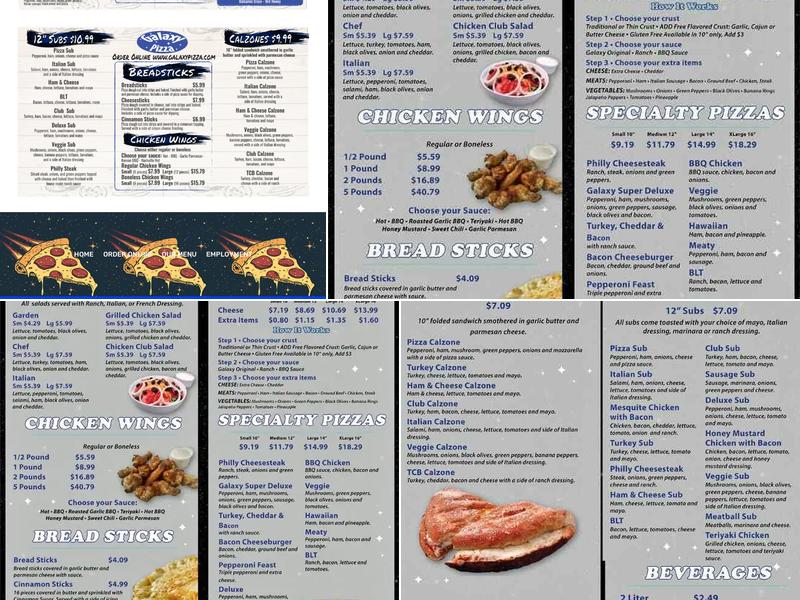 Galaxy Pizza Menu