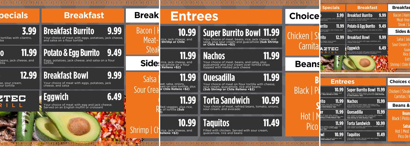 Aztec Grill Menu