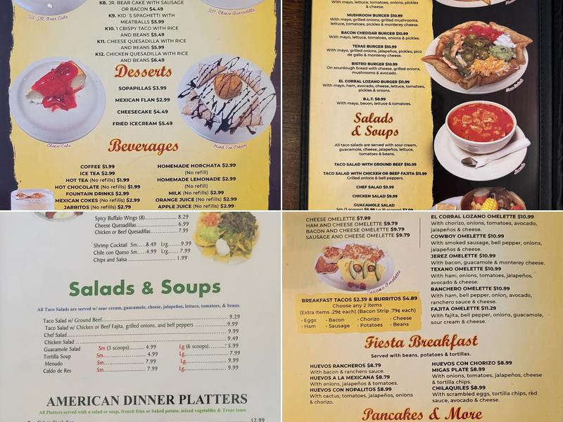 El Corral Lozano Menu