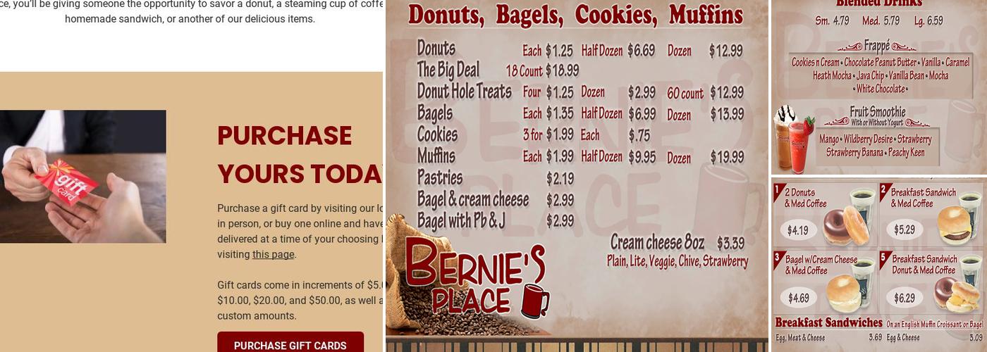 Bernie's Place Menu