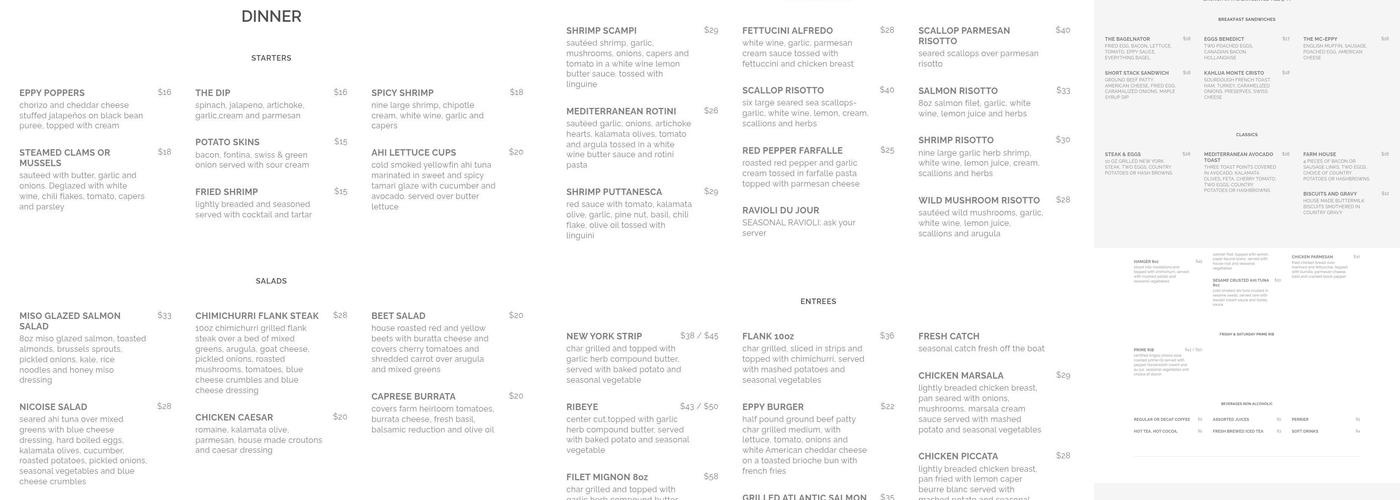 The Eproson House Menu