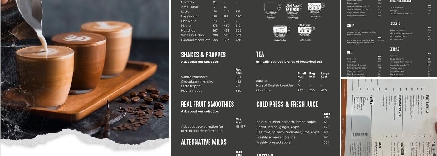 Esquires Coffee Menu