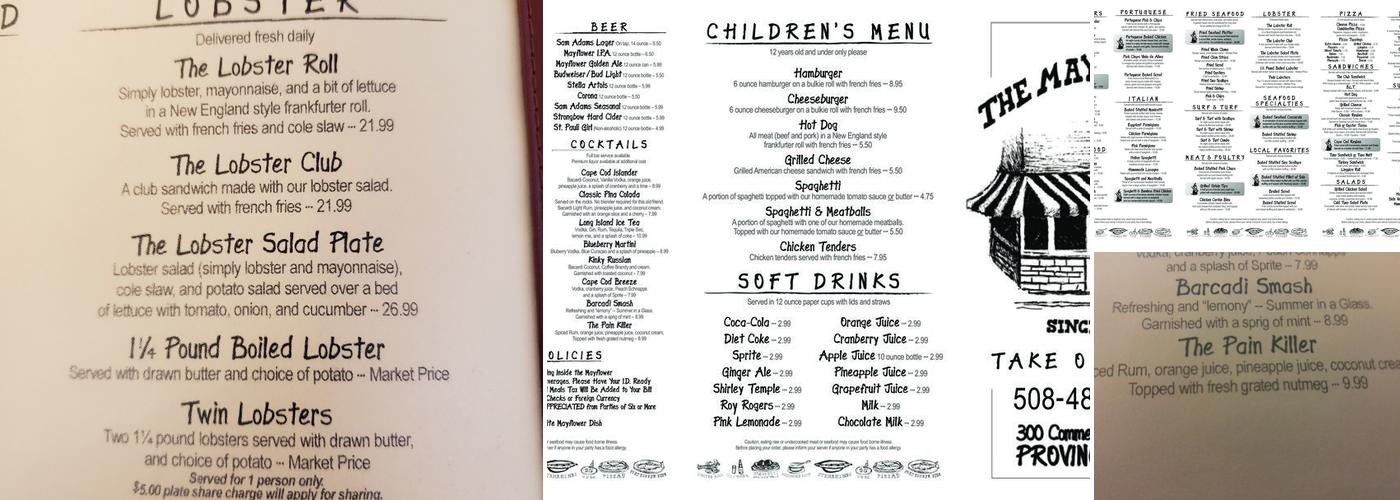 The Mayflower Menu