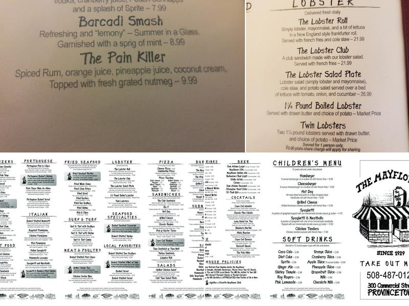The Mayflower Menu