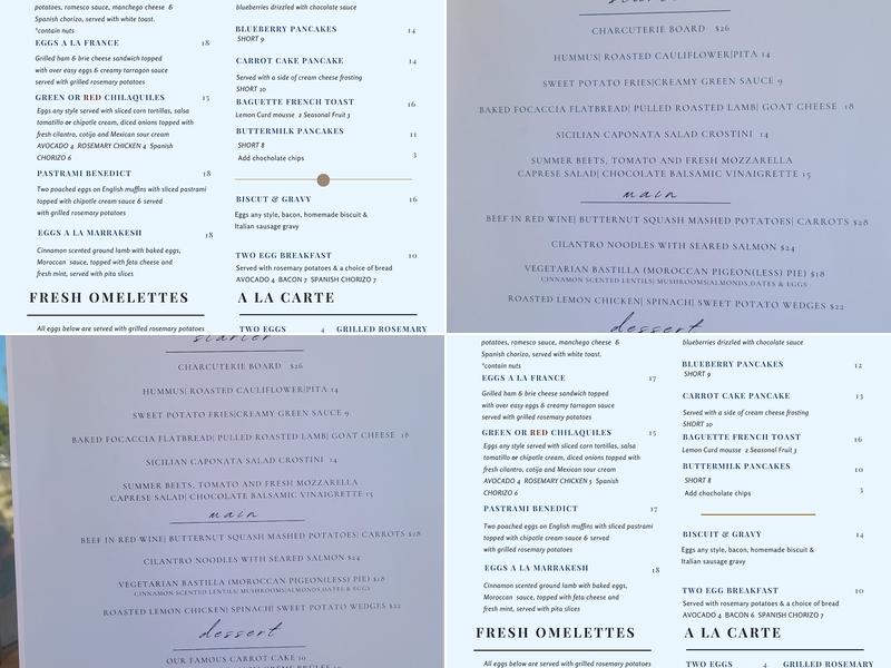 Hanna's Gourmet Menu