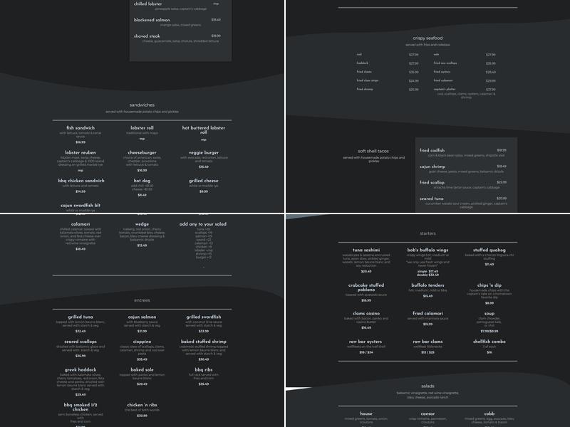 Captain's Choice Menu