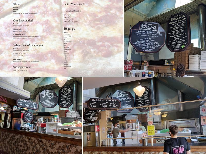 Spiritus Pizza Menu