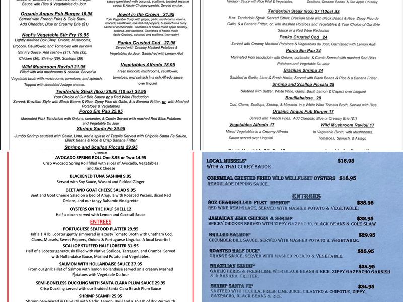 Napi's Restaurant Menu