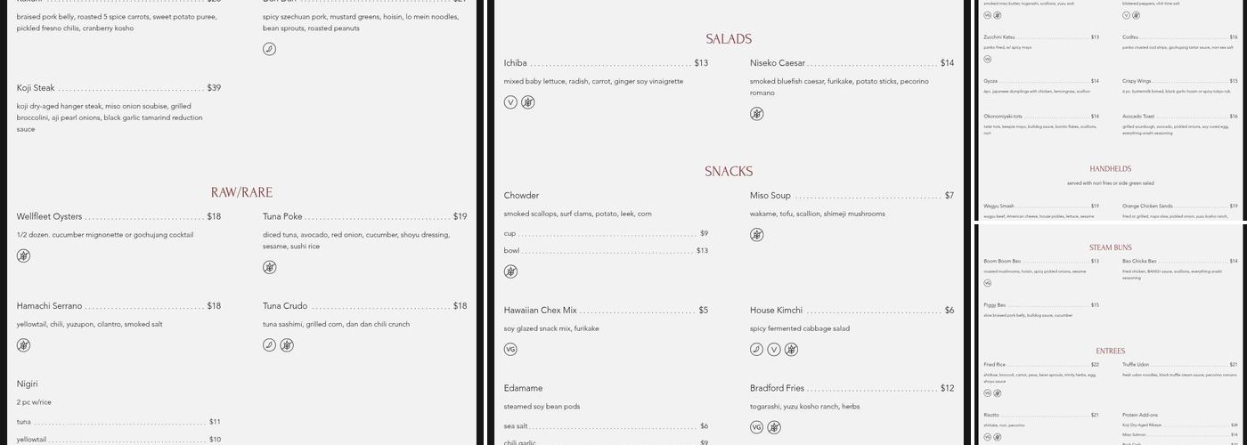 Governor Bradford Restaurant Menu