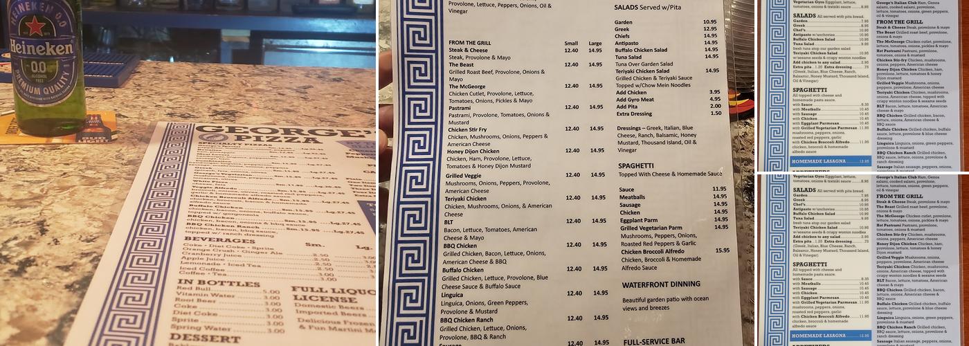 George's Pizza Menu