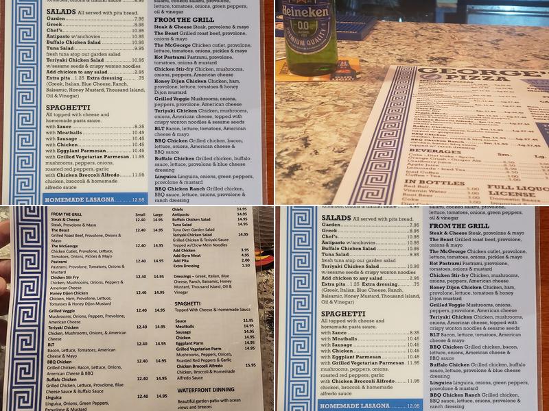 George's Pizza Menu