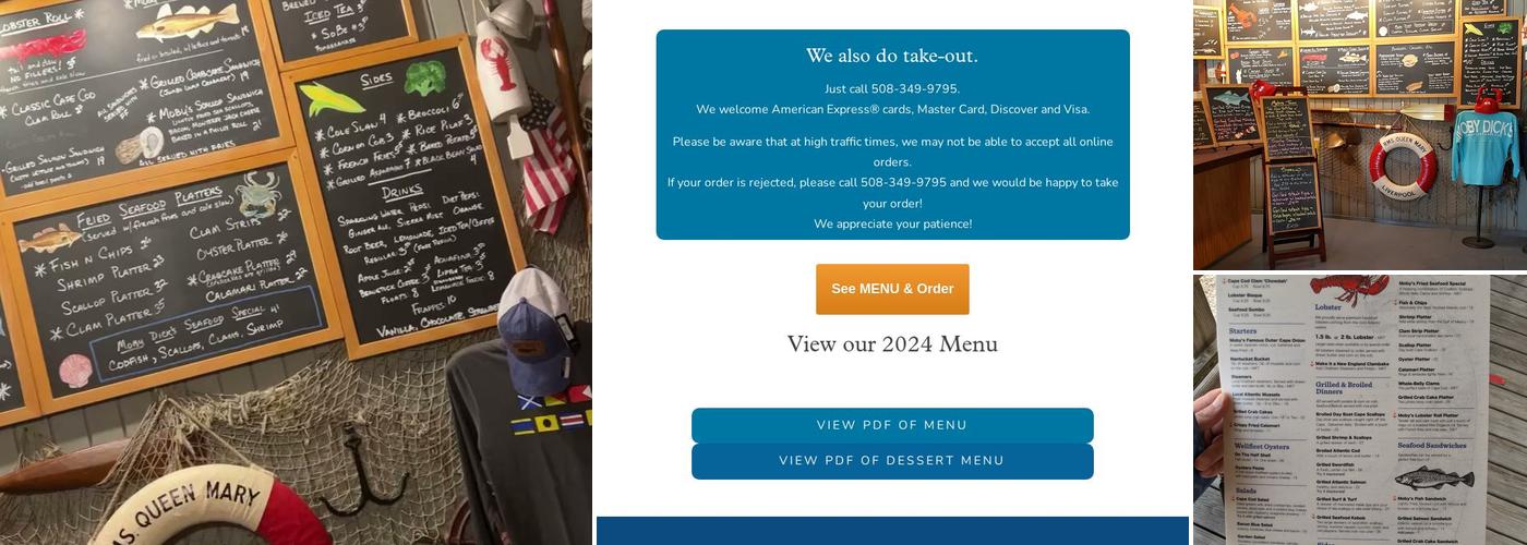 Moby Dick's Restaurant Menu