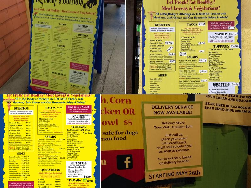 Big Daddy's Burritos Menu