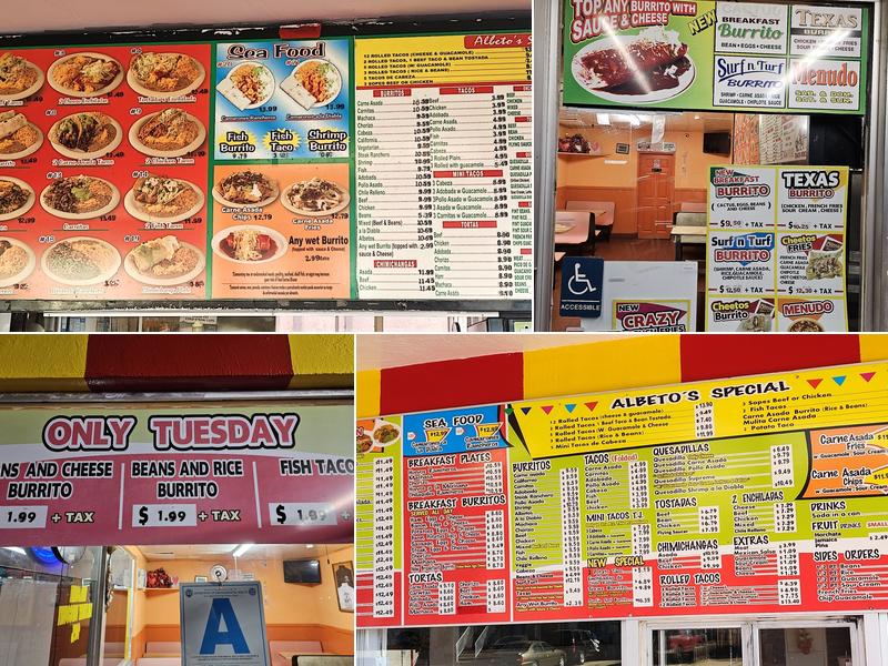 Albeto's Taco Shop Menu