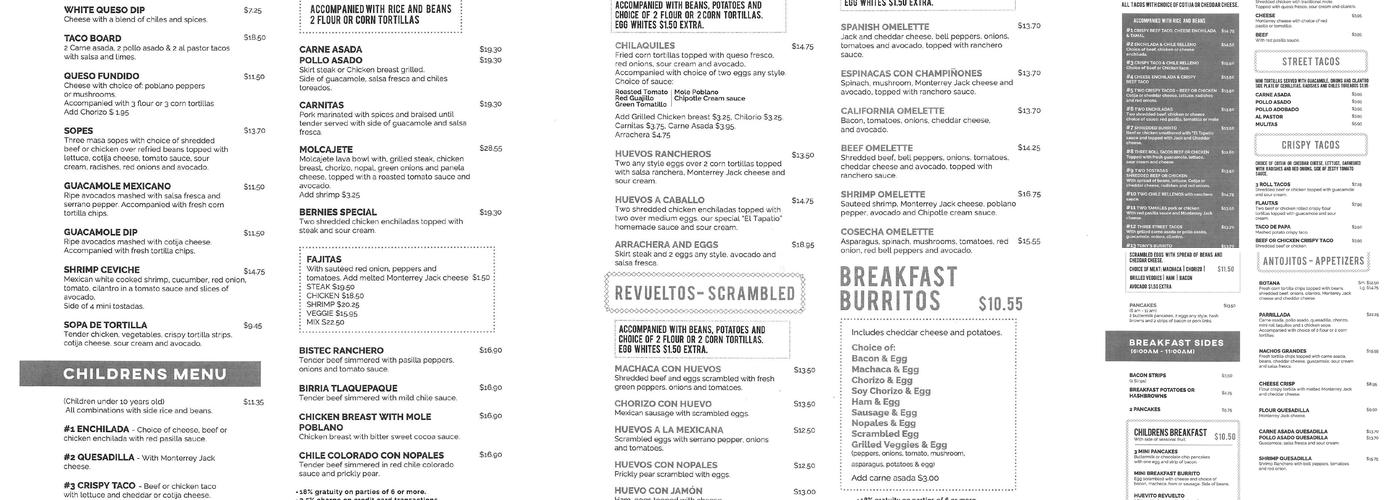 El Tapatio Restaurant Menu