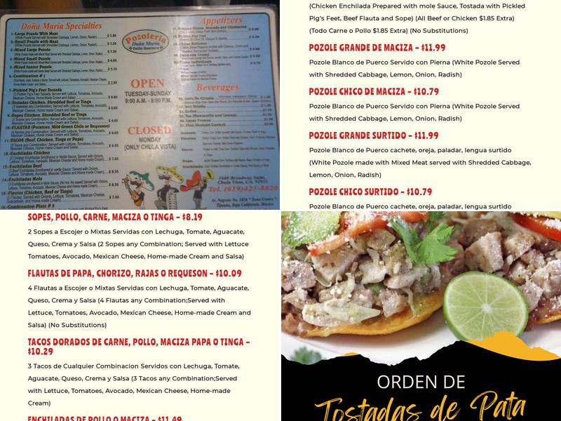 Pozolería Doña Maria Menu