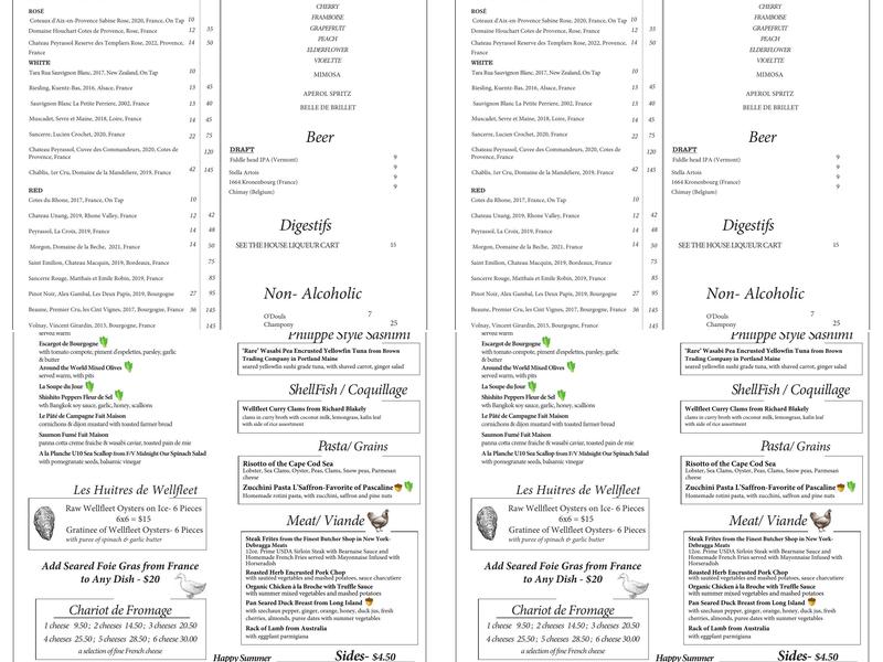 PB Boulangerie Bistro Menu
