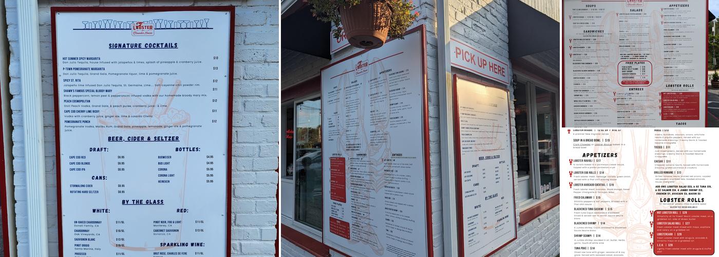 Lobster & Chowder House Menu