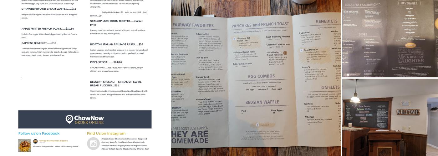 Fairway Restaurant & Pizzeria Menu