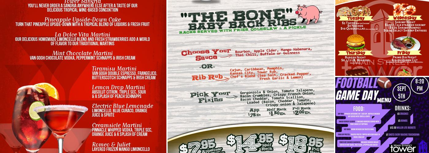 Main Street Tower Menu