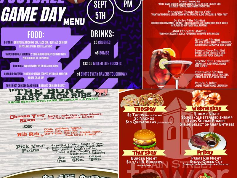 Main Street Tower Menu