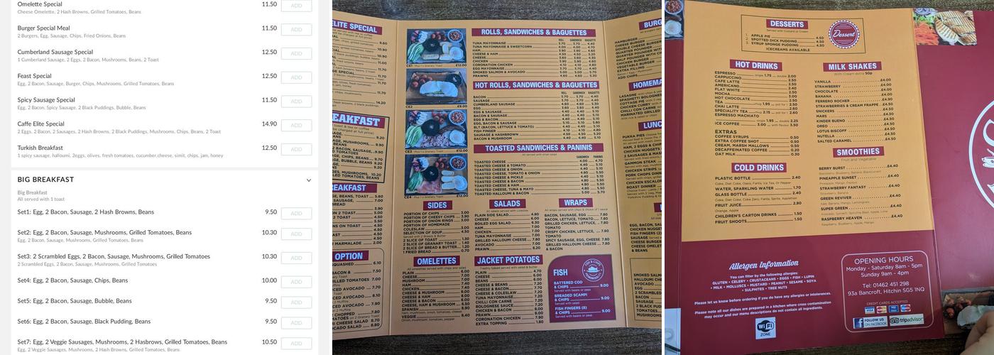 Caffe Elite Menu