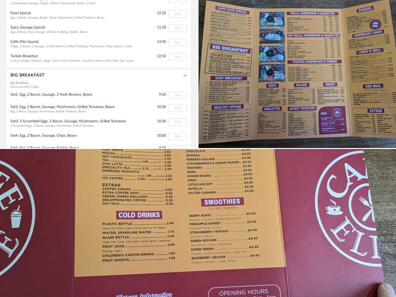 Caffe Elite Menu