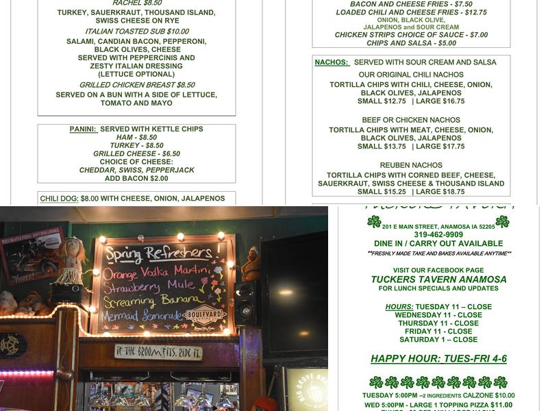 Tucker's Tavern Menu