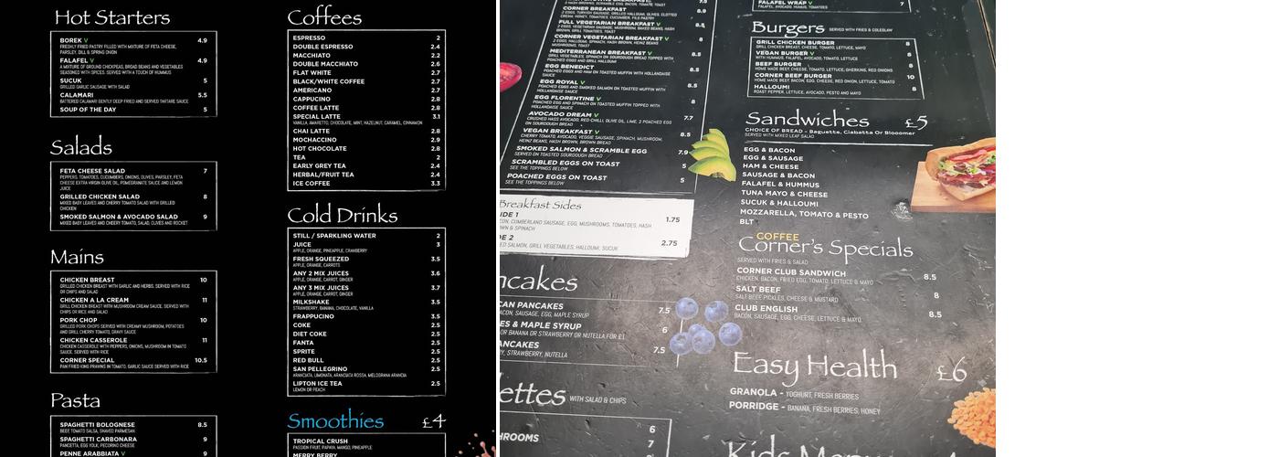 Corner Café Menu