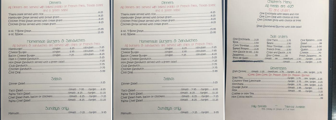Los Arcos Menu