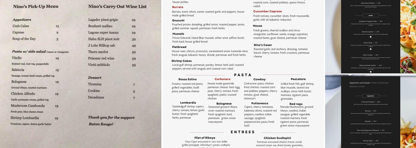 Nino's Menu
