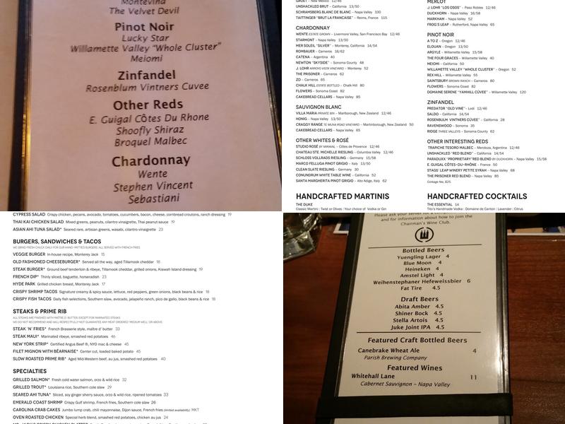 J. Alexander's Restaurant Menu
