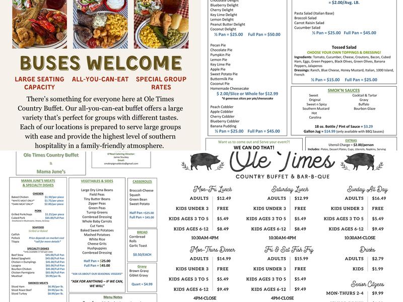 Ole Times Country Buffet Menu