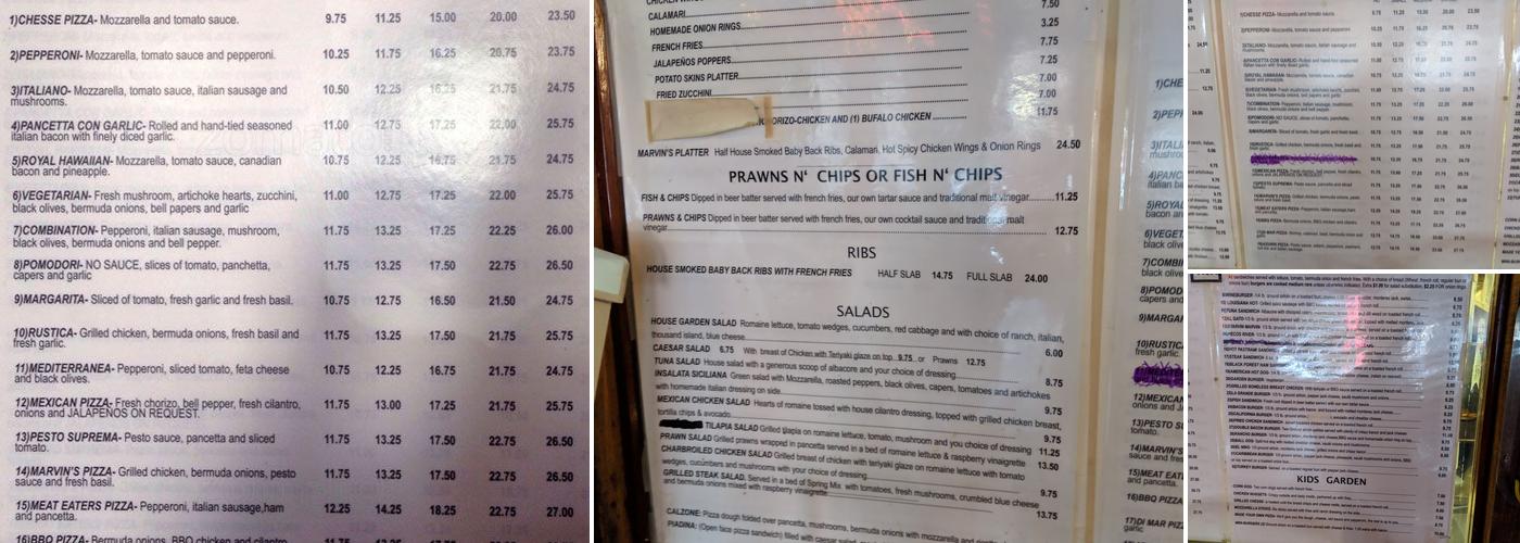Marvin Gardens Menu