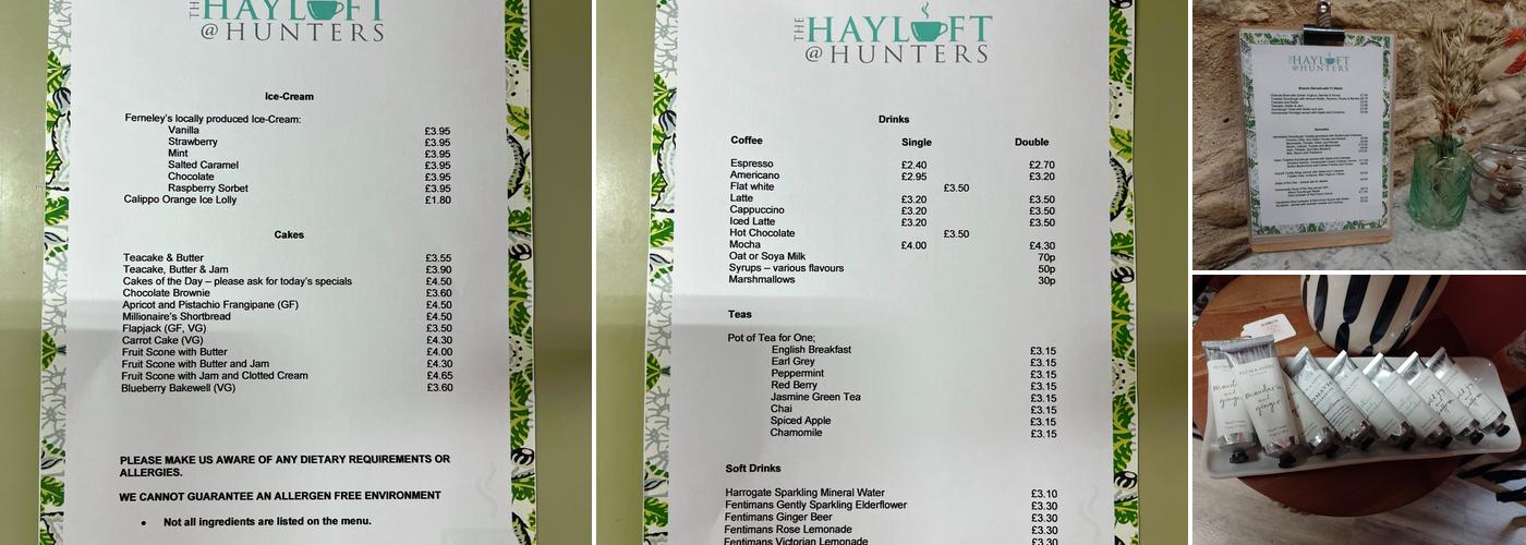 The Hayloft at Hunters Menu
