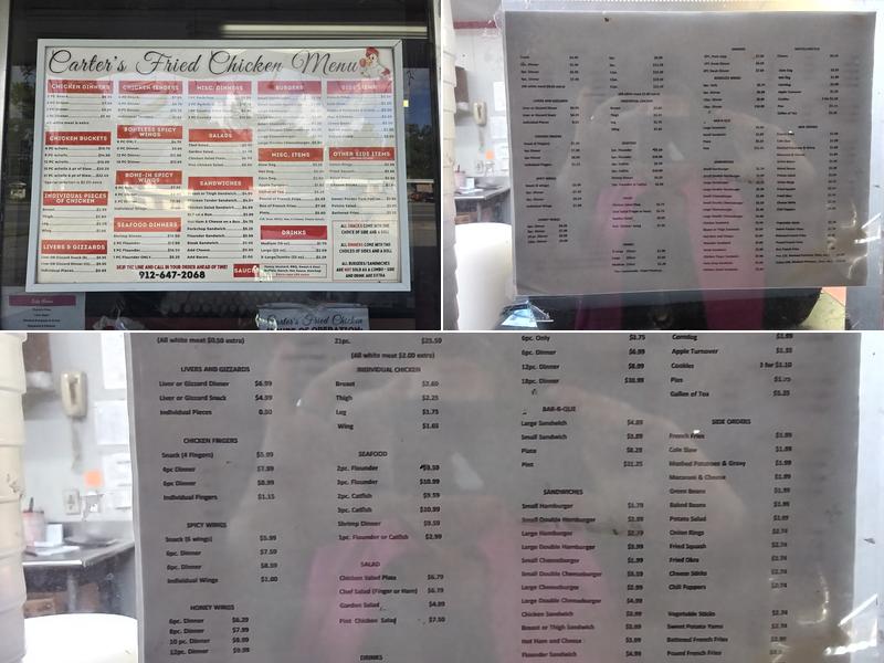 Carter's Fried Chicken Menu