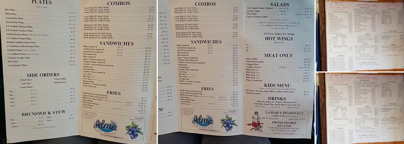 Shorty's BBQ Menu
