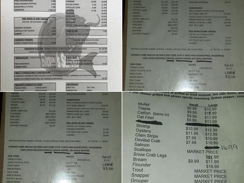 Brown's Seafood Menu