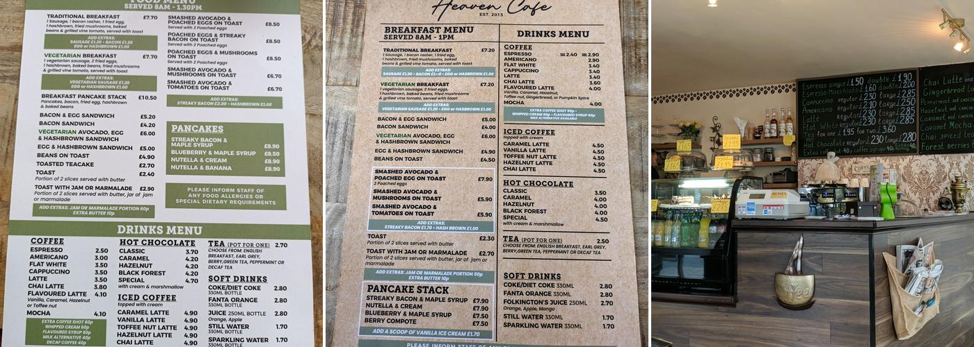 Heaven Cafe Menu
