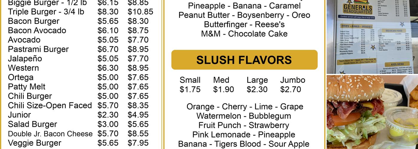 Generals Headquarters Menu