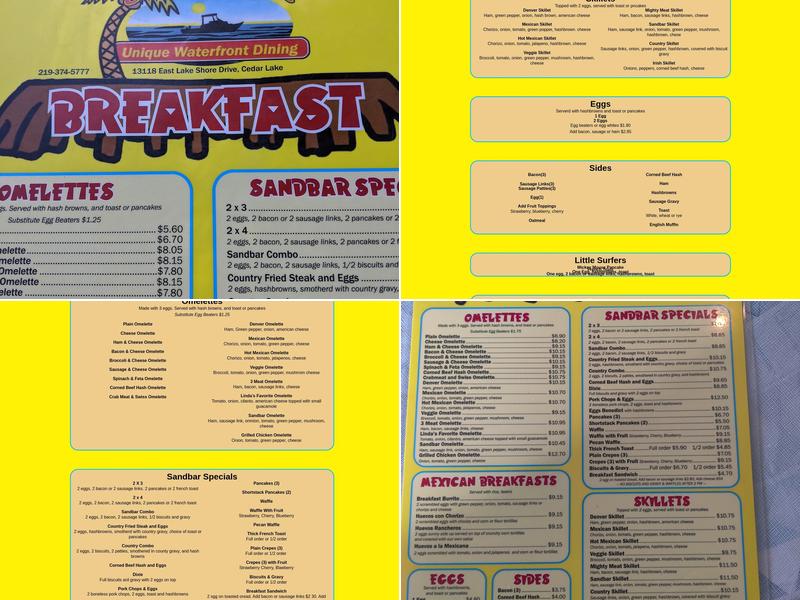Sandbar Grill Menu