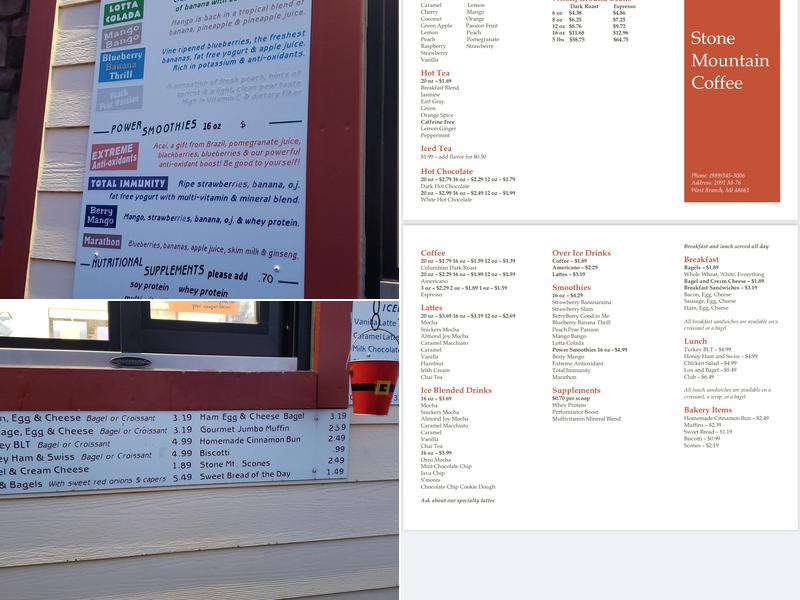 Stone Mountain Coffee Menu