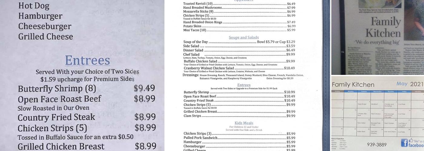 Family Kitchen Menu