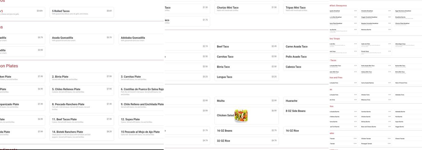 Sabor Mexican Grill Menu